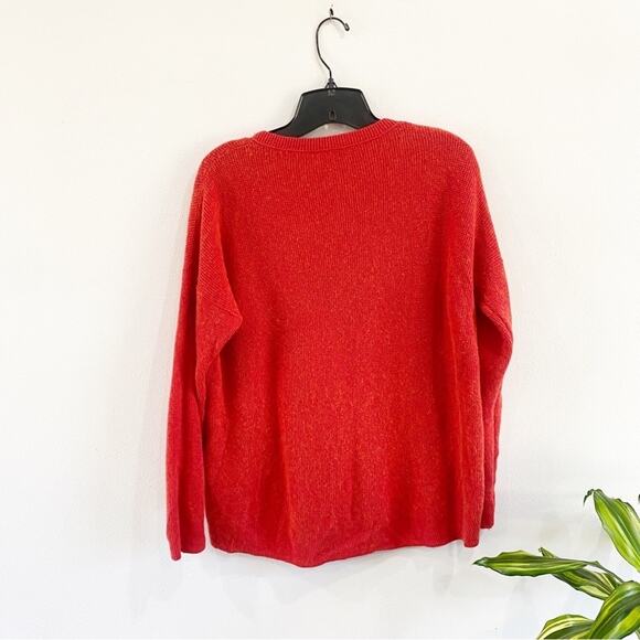 MADEWELL | Red Wool Blend Asherton Waffle Knit Henley v-neck sweater Size S - Picture 2 of 8